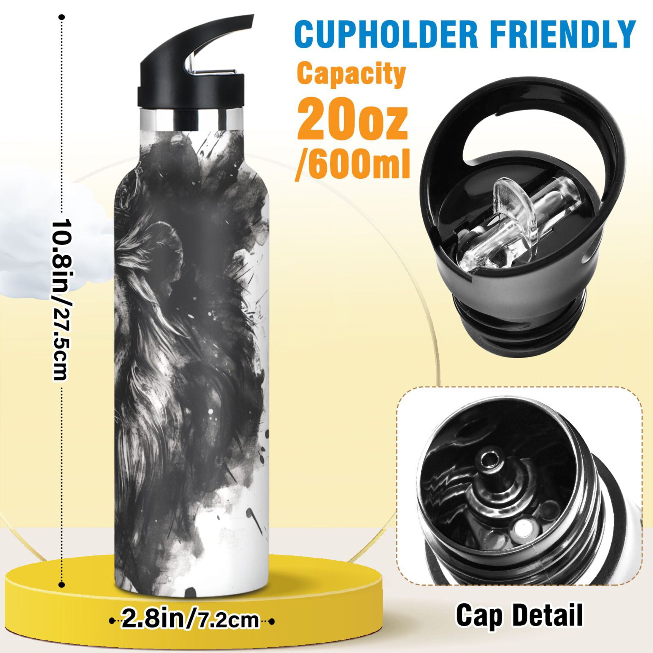 600ML Stainless Steel Insulated Cup Sports Water Bottle Portable Thermos Cup Water Glasses Insulated Tumblers Convenient and Durable The Lion King