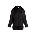 thumbnail image 6 of Joyspun Women’s Stretch Satin Notch Long Sleeve Top and Shorts Pajama Set, 2-Piece, Sizes XS-3X, 6 of 6