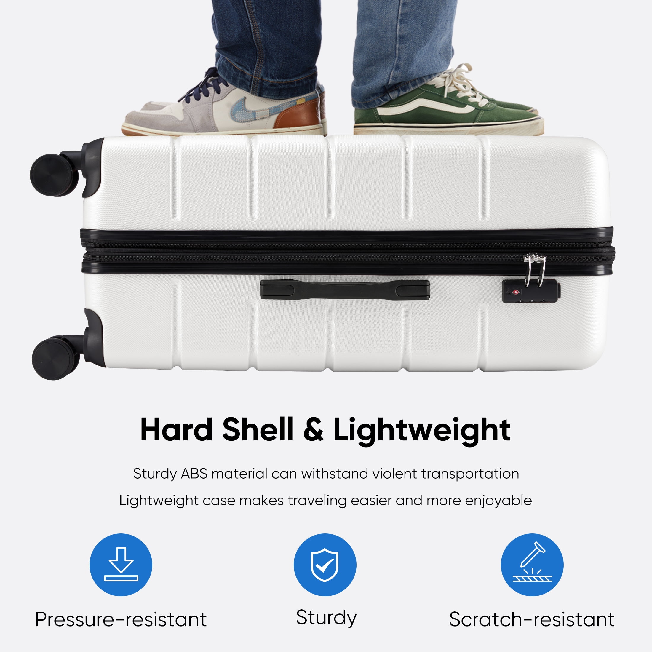 edx Hardside Carry on Luggage with Spinner Wheels, Hard Shell ABS Suitcase, 20Inch Lightweight Expandable Rolling Luggage, White  (图5) edx Hardside Carry on Luggage with Spinner Wheels, Hard Shell ABS Suitcase, 20Inch Lightweight Expandable Rolling Luggage, White  (图5)