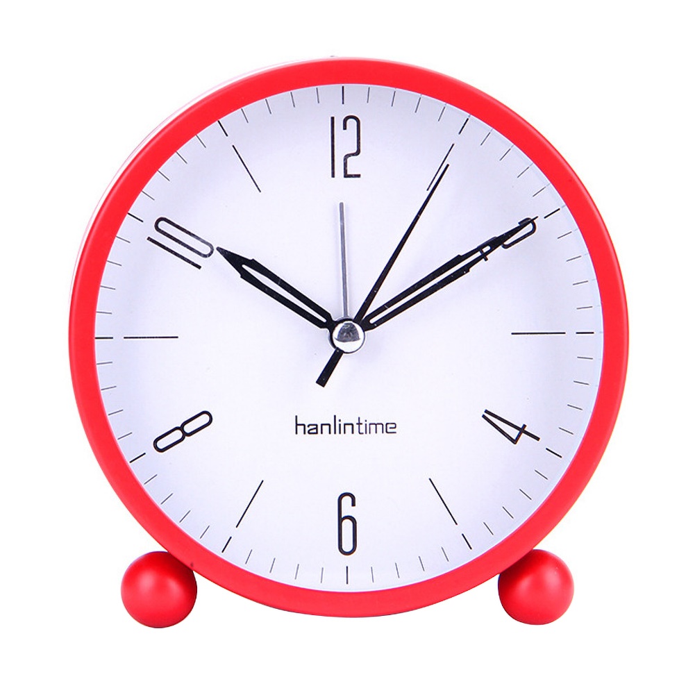 4inch Metal Round Alarm Clock Quiet Desktop Bedroom Battery Operated Timepiece Silent Desk