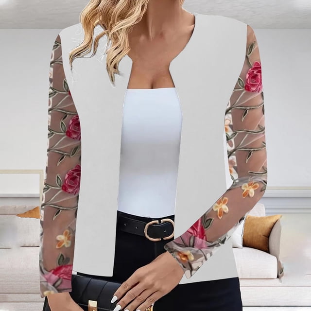 Puntoco Chaqueta Tipo Cárdigan De Manga Larga Con Estampado De Encaje Para Mujer, Informal, A La Moda, Abrigo