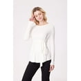 thumbnail image 4 of DOPI Women's Maternity Shirts Casual Long Sleeve Tie Front Ribbed Knit Pregnancy Tee Top, 4 of 6