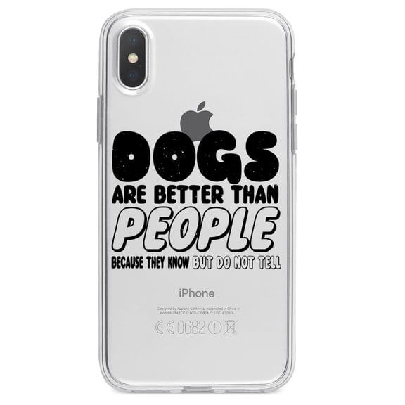 DistinctInk Clear Shockproof Hybrid Case for iPhone X / XS (5.8" Screen) - TPU Bumper Acrylic Back Tempered Glass Screen Protector - Dogs Are Better Than People