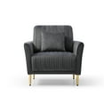 thumbnail image 3 of AUKFA Velvet Stripes Accent Armchair with Ottoman for Living Room Bedroom,Gray, 3 of 8