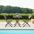 thumbnail image 2 of Outdoor Patio Folding Chair Set, 3 PCS All-weather Rattan Bistro Set, Deck Dining Set Square Table with 2 Foldable Chairs, Modern Wicker Conversation Furniture Set, Ideal for Garden Back Balcony, B800, 2 of 10