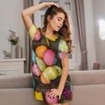 thumbnail image 3 of Kdxio Easter eggs Pattern Womens Short Sleeve Sleepshirt Scoopneck Cute Nightdress Ruffle Comfy Nightgown, 3 of 6