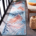 thumbnail image 3 of SAFAVIEH Cabana Jane Botanical Indoor/Outdoor Runner Rug, Blue/Rust, 2' x 10', 3 of 11
