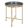 thumbnail image 2 of Kate and Laurel Celia Metal Foldable Round Accent Table, 18.25" x 18.25" x 22", Gray Surface and Gold Frame, Modern Minimalist Design And Detachable Magnetic Tabletop, 2 of 4