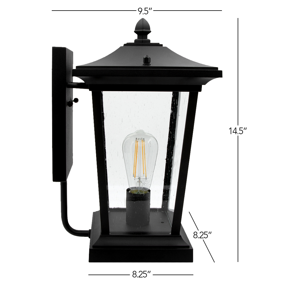 Maxxima LED Outdoor Wall Light Seeded Glass, ST19 Bulb Included, 800 Lumens, 60 Watt Equivalence 2700K Warm White