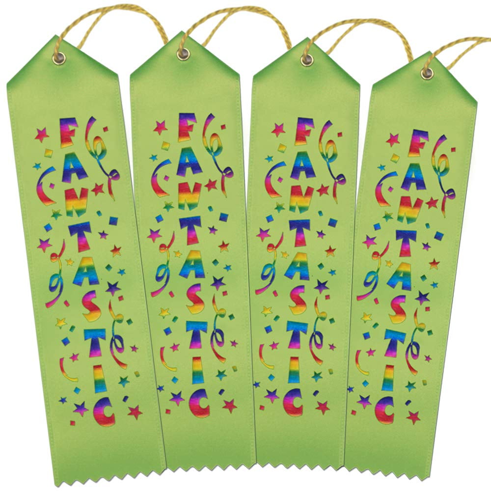 RibbonsNow Fantastic Award Ribbons - 100 Light Green Ribbons with Card & String