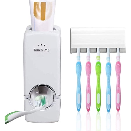 Distributeur Dentifrice UV Avec Porte-Brosses 5 Fentes - Support Mural Salle De Bain