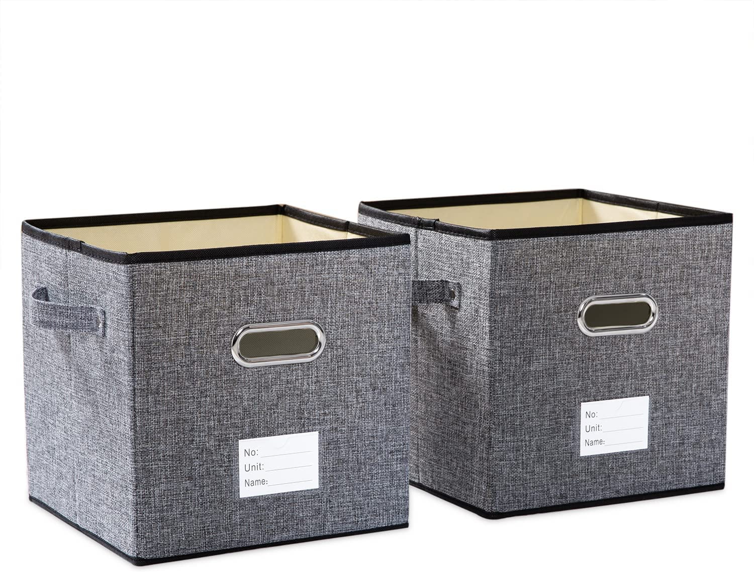 Large Foldable Cube Storage Bins 11x11 inch [2Pack] Fabric Linen
