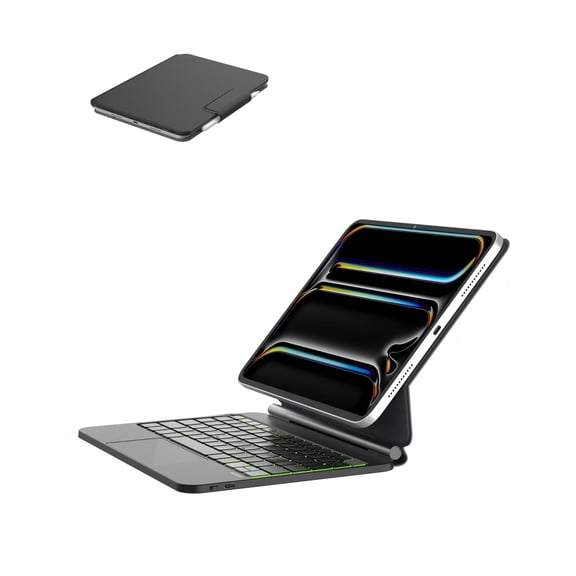 EIP Hyperkeys Keyboard for iPad Pro 11 inch (M4 / M5), 11" Magic Keyboard with Customizable Shortcuts, Full-Area Control Trackpad, Pen Sleeve, Cantilever Stand, 7-Color Backlight