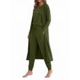 thumbnail image 4 of Weekease 3 Piece Sets for Women Crew Neck Tank Pockets Drawstring Pant Long Sleeve Cardigan Fall Pajamas Comfy Loungewear, 4 of 8