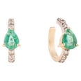 thumbnail image 3 of Elegant VRJewels 18K Solid Yellow Gold Emerald Cuff Earrings with Diamond Detail, 3 of 4