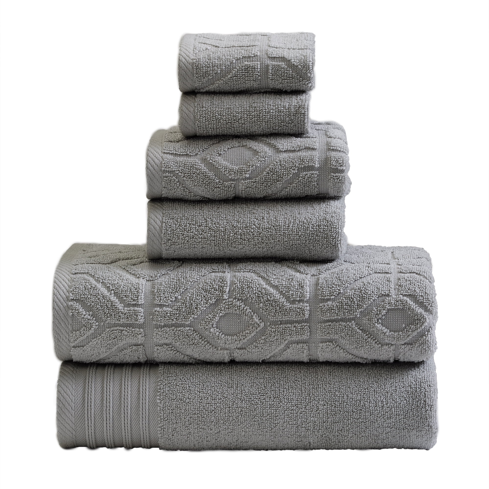 Modern Threads Diamond Gate 6-Piece Adult Cotton Bath Towel Set, Charcoal