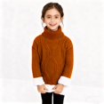 thumbnail image 5 of XIMIN Kids Cable Knit Turtleneck Sweater Boys Girls Solid ColorThick Fleece Lined Long Sleeve Mock Neck Winter Warm Pullover Tops Soft Thick Clothes, 5 of 8
