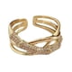 thumbnail image 1 of Anillo de oro retorcido con diamantes de imitación, anillo con forma geométrica, diamantes de imitación, ajustable, líneas doradas, anillo minimalista, regalo para ella, 1 of 7