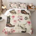 thumbnail image 2 of Erosebridal Vintage Cowboy Boots Bed Spread Queen, Pink Floral Blossom Queen Coverlet Set, 3-Piece 1 Quilt and 2 Pillowcases, 2 of 7