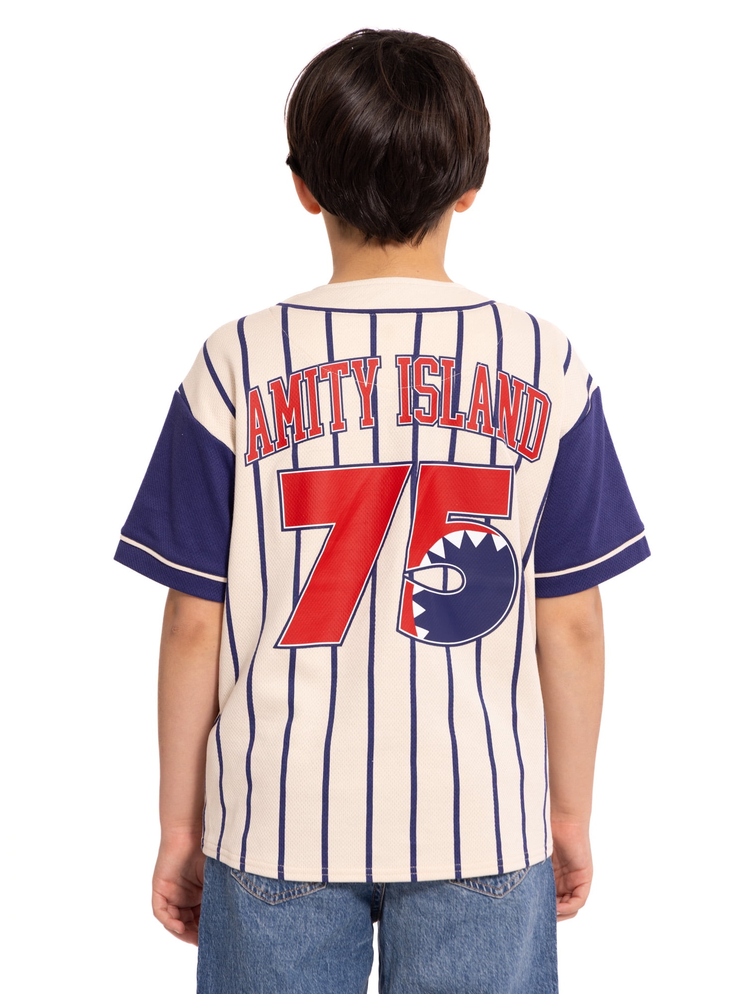 Jaws Boys Graphic Baseball Jersey with Short Sleeves, Sizes 4-18