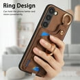 thumbnail image 4 of Wallet Case Compatible with Samsung Galaxy S23 FE with Card Holder, 360° Rotation Finger Ring Stand PU Leather Cover Drop Protection with Magnetic Snap Case Cover for Galaxy S23 FE - Brown, 4 of 8