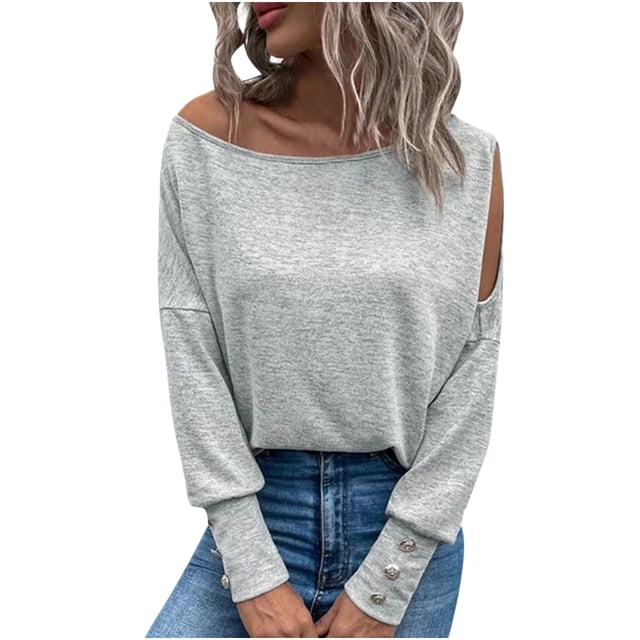 Hauts et Blouses d'Été pour Femmes 2023 T-shirt Décontracté à Manches Raglan Col Rond Automne Hiver pour Femmes en Liquidation