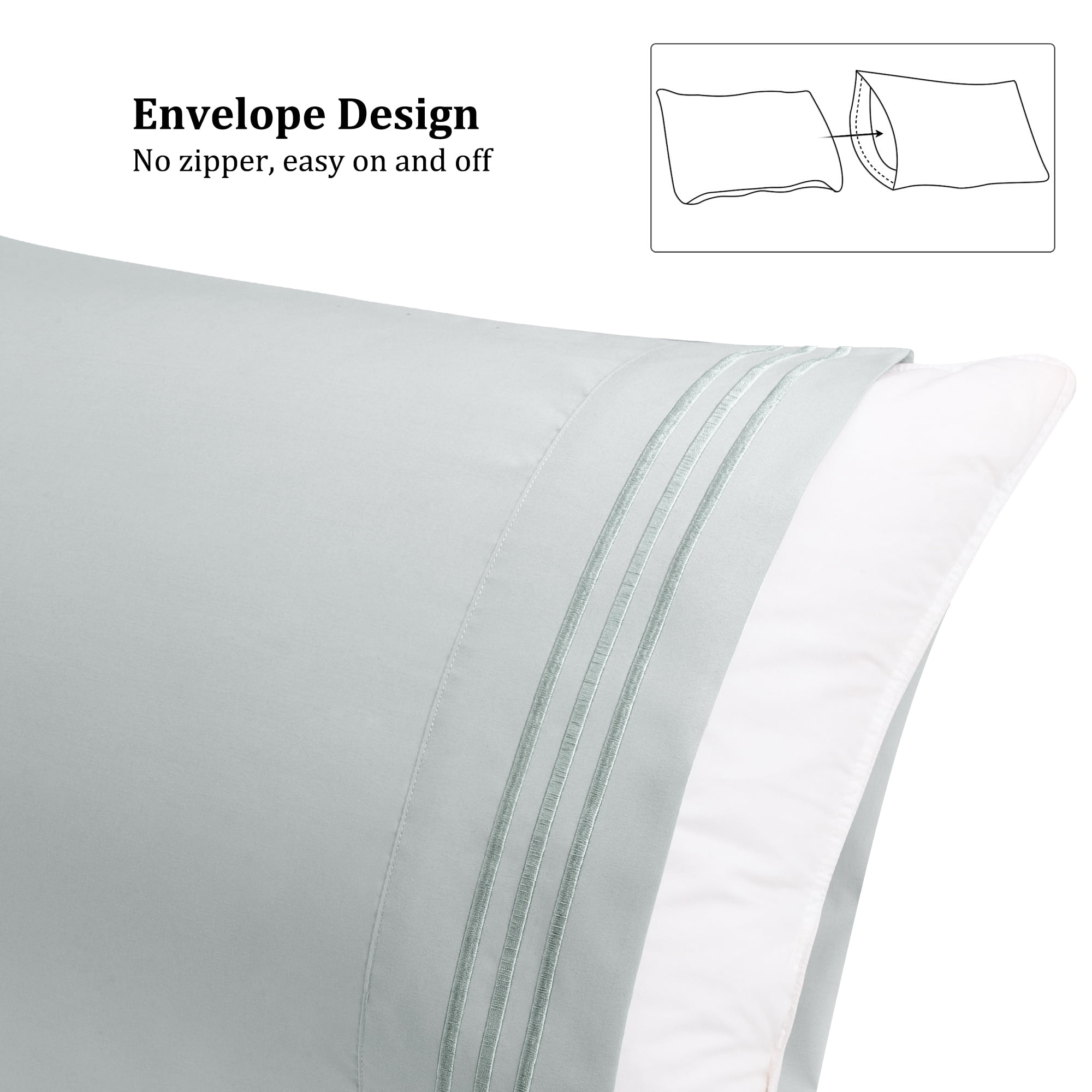 Unique Bargains Polyester Body Pillowcases 2 Pcs with Envelop Light Gray 20"x48"