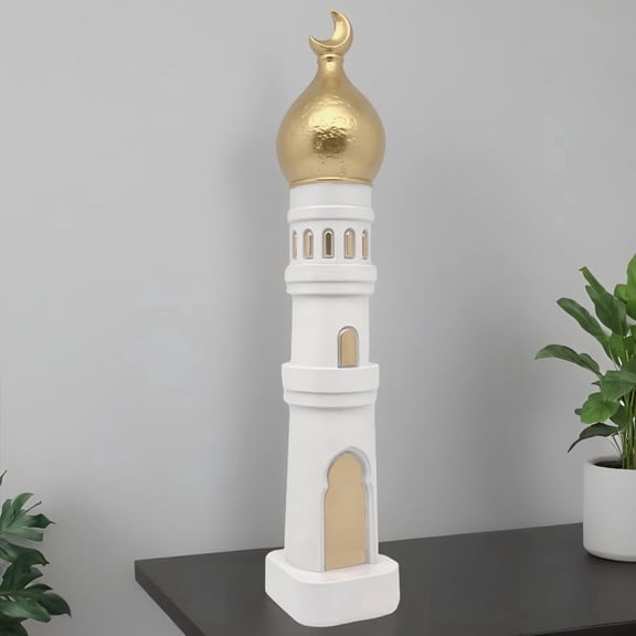 Islamic Gift Table Decor Resin Islamic Mosque Decor with Crescent Moon, Moroccan Style Religious Perfect Ramadan Eid Mubarak Gift for Decoration Detailed Craftsmanship Holiday Decoration Statues