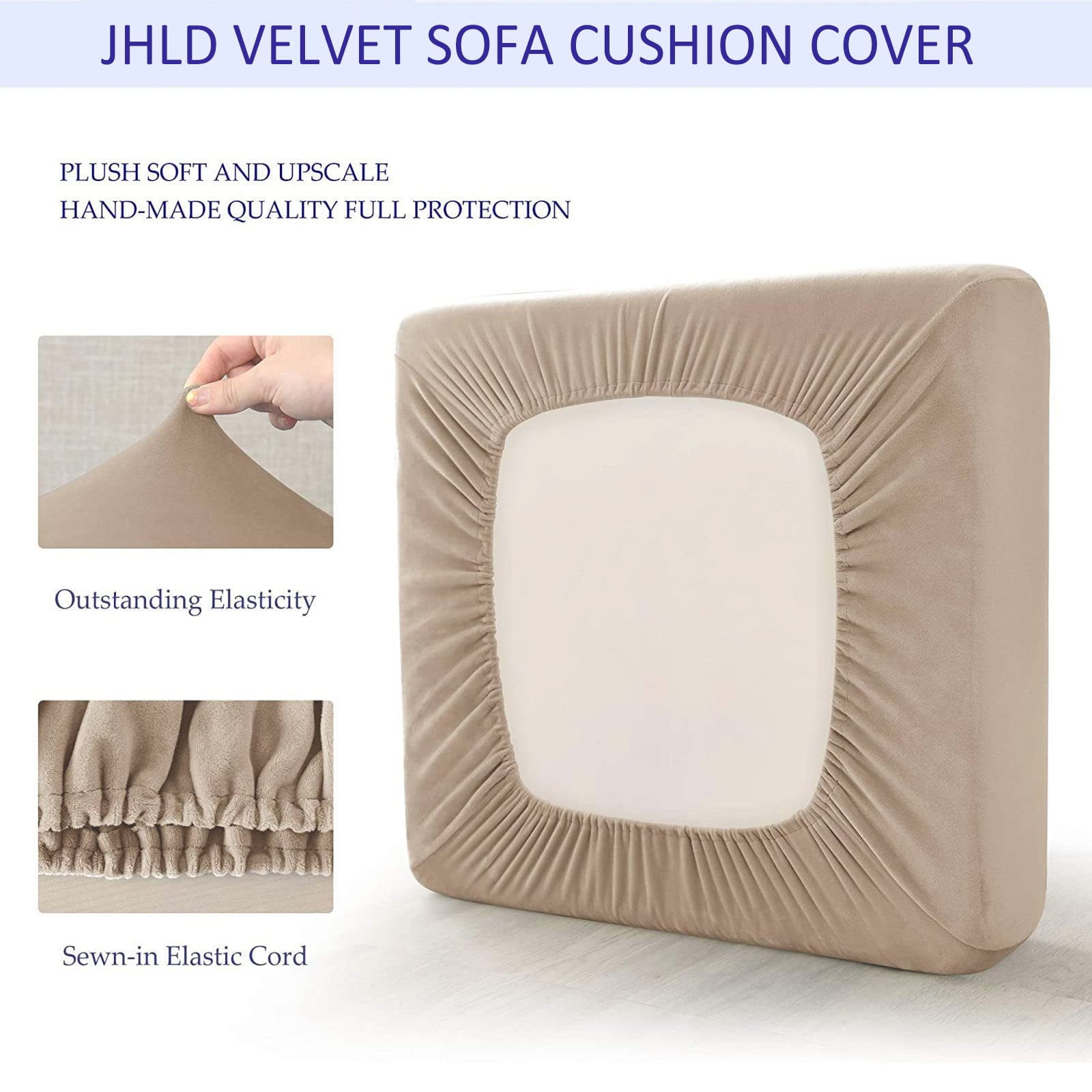 Velvet Sofa Seat Cushion Covers, Sofa Cushion Covers Stretch Couch Cushion Cover Soft with Elastic Bottom Sofa Seat Cover for Chair Sofa-Peacock blue-3-seater