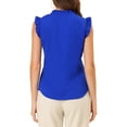 thumbnail image 3 of INSPIRE CHIC Women's Ruffled Sleeveless Pullover V- Neck Work Blouses Tops XS Royal Blue, 3 of 7