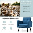 thumbnail image 6 of Modern Comfortable Fabric Armchair, Mid-Century Accent Single Sofa for Bedroom Living Room Club, Home Stylish Armchair with Rubber Wood Legs, Contemporary Upholstered Linen Sofa Chair, Blue, 6 of 8