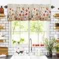 thumbnail image 3 of Yellow and Valances for Windows Red Poppy Watercolor Floral Plants Retro Linen Rod Pocket Curtain Valance Window Treatment Short Curtains for Kitchen Living Room, 42"x18", 3 of 5