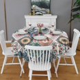 thumbnail image 2 of Round Waterproof Tablecloth 60×60 Inch, Boho Style Reusable Indoor/Outdoor Durable Table Cover for Party Kitchen Dinner Room Decor, 2 of 6