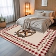 thumbnail image 5 of 8x10 Area Rugs, Western Texas Star Vintage Non-Skid Rubber Backing Large Rectangle Rugs - Living Room Bedroom Home Office, Rustic Wreath Red Beige Plaid Indoor Floor Mat Carpets Washable Rug, 5 of 9