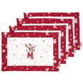 thumbnail image 1 of Vargottam Napperons - Ensemble de Table pour Table à Manger, Ensemble de 4 - Imprimé & Réversible Serviette en Coton - Napperons d'Intérieur pour Maison & Cuisine Table à Manger - Winter Christmas Deer (Rouge & Blanc), 1 of 5