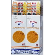 Original Stroopwafels- Toasted Waffles filled with Caramel 2 pack 2.78 Lbs. each. (40 pieces each pack).