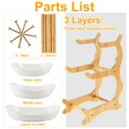 thumbnail image 2 of 2 Tier Ceramic Fruit Bowl With Bamboo Wood Stand Porcelain Fruit Basket for Vegetable Storage Snack Dessert Cake Tray Plate Rack, 2 of 8