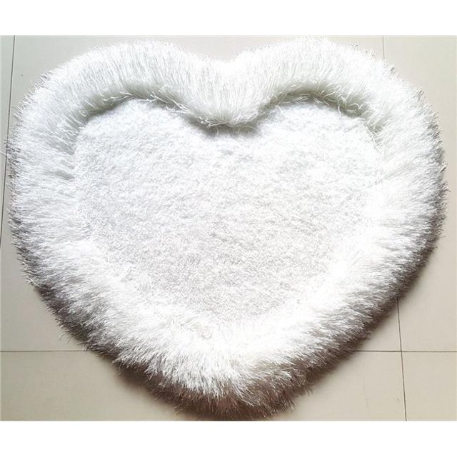 Amazing Rugs H1904 28 x 32 Po en Forme de Coeur Tapis de 4 Po en Touffeté à la Main en Blanc