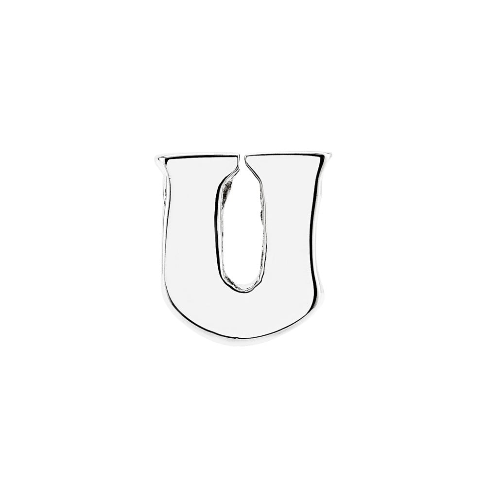 Initial Letter U Charm .925 Sterling Silver Reflection Beads - QRS468U