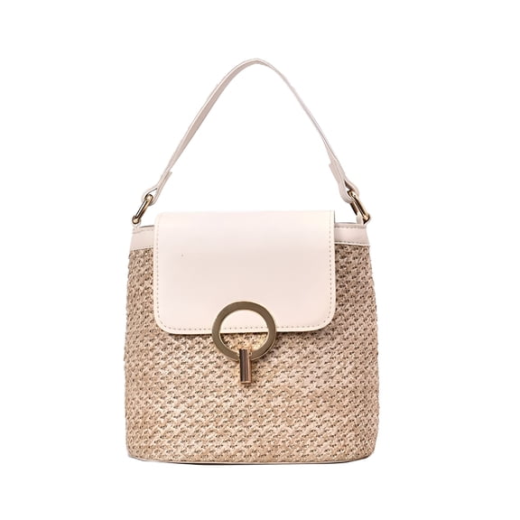 GASTROPOD Cross Body Handbags for Women Straw Woven Beach Shoulder Bag Summer Handmade Purses Straw Beach Bag(White)