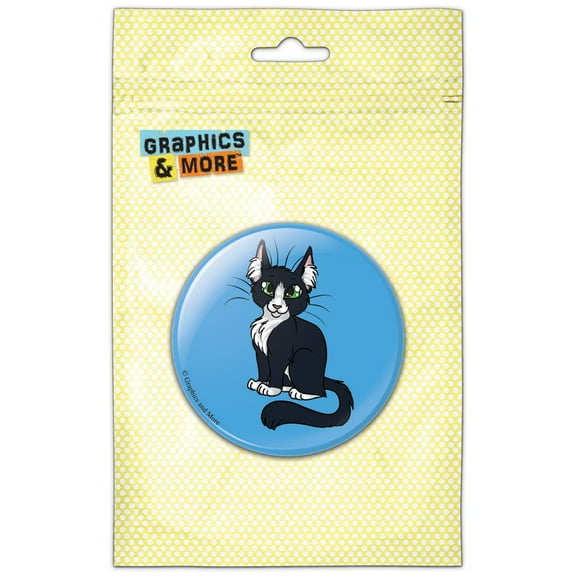 Black and White Cat Pet Pinback Button Pin Badge