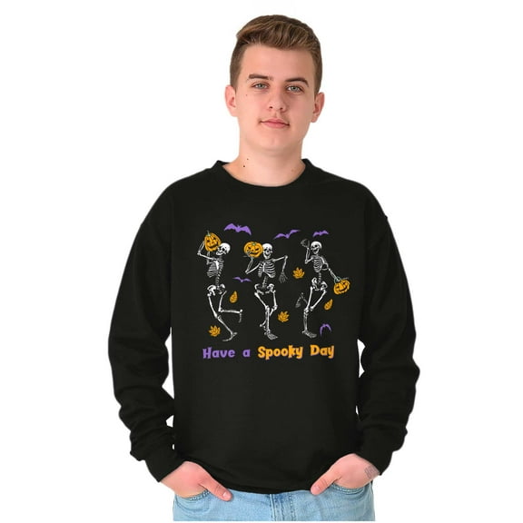 Halloween Have A Spooky Day Skeletons Sweatshirt for Men or Women Brisco Brands S