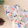 thumbnail image 5 of Gibobby pantalones siameses Ropa de mono informal sin espalda con estampado floral de manga voladora para niñas pequeñas de verano(Blanco， 2-3 Años), 5 of 5