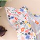 thumbnail image 5 of Gibobby pantalones siameses Ropa de mono informal sin espalda con estampado floral de manga voladora para niñas pequeñas de verano(Blanco， 6-7 Años), 5 of 5
