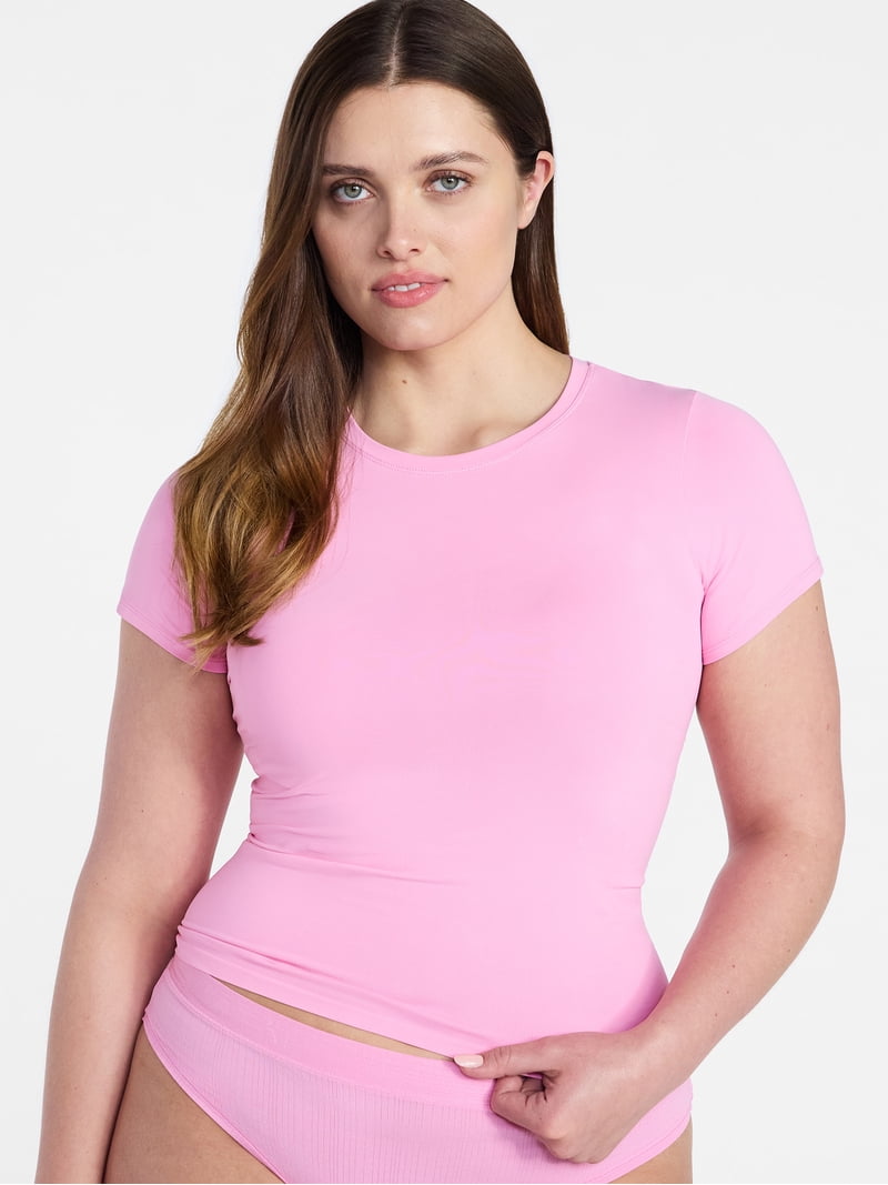 Joyspun Women's Everyday Seamless Shapewear T-Shirt, Sizes S-XXXL