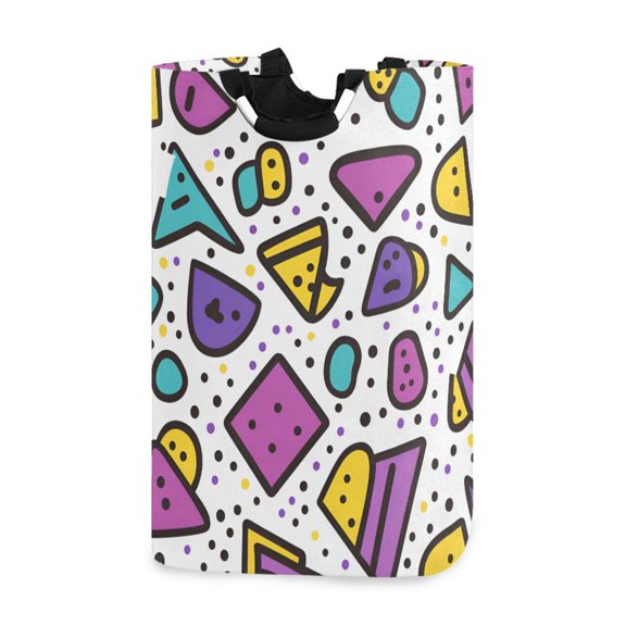 Yayeee Freestanding Laundry Hamper with Handle Collapsible Large Storage Basket for Clothes, Purple Retro Pattern