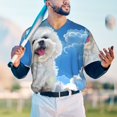 thumbnail image 5 of Rateoe Cute Cloud Bichon Frise Pattern Men’s Baseball Short Sleeve Polo Shirt, Midweight Men's Shirt Golf Shirt Polo Shirts Quick Dry Short-4X-Large, 5 of 7