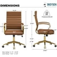 thumbnail image 2 of Okeysen Gold Office Desk Chair, Ergonomic Leather Modern Conference Room Chairs, Executive Ribbed Height Adjustable Swivel Rolling Golden Chair for Home Office., 2 of 8