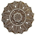 thumbnail image 1 of Brown Wooden Block Floral Pattern Hand Carved Textile Wood Stamp Printing Blocks, 1 of 5