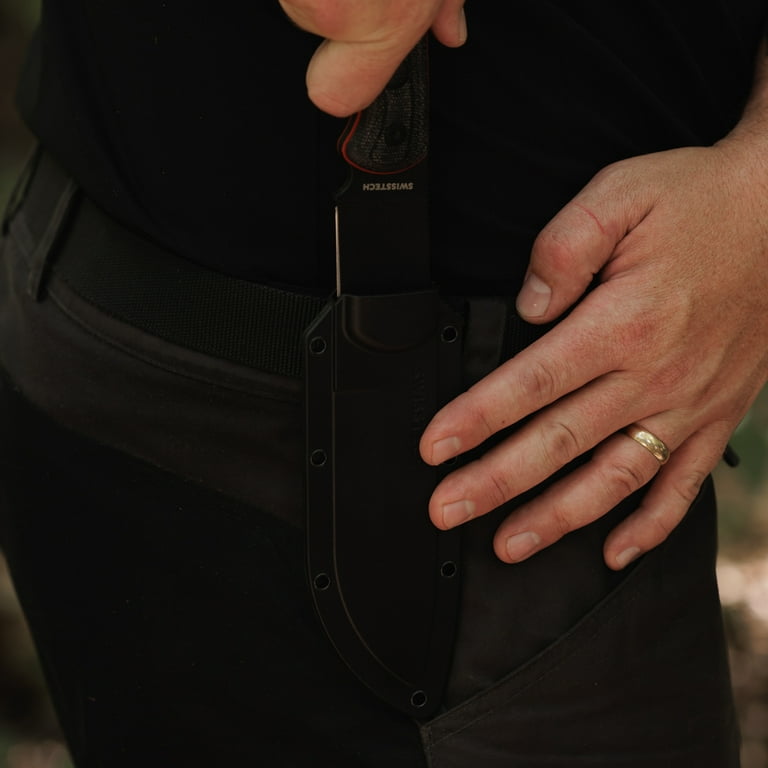 Swiss Tech Kraftig 10.25'' Large Bushcraft Fixed Blade Knife, Taktil D2 Steel Blade, Canvas Micarta, with Premium Hard Sheath